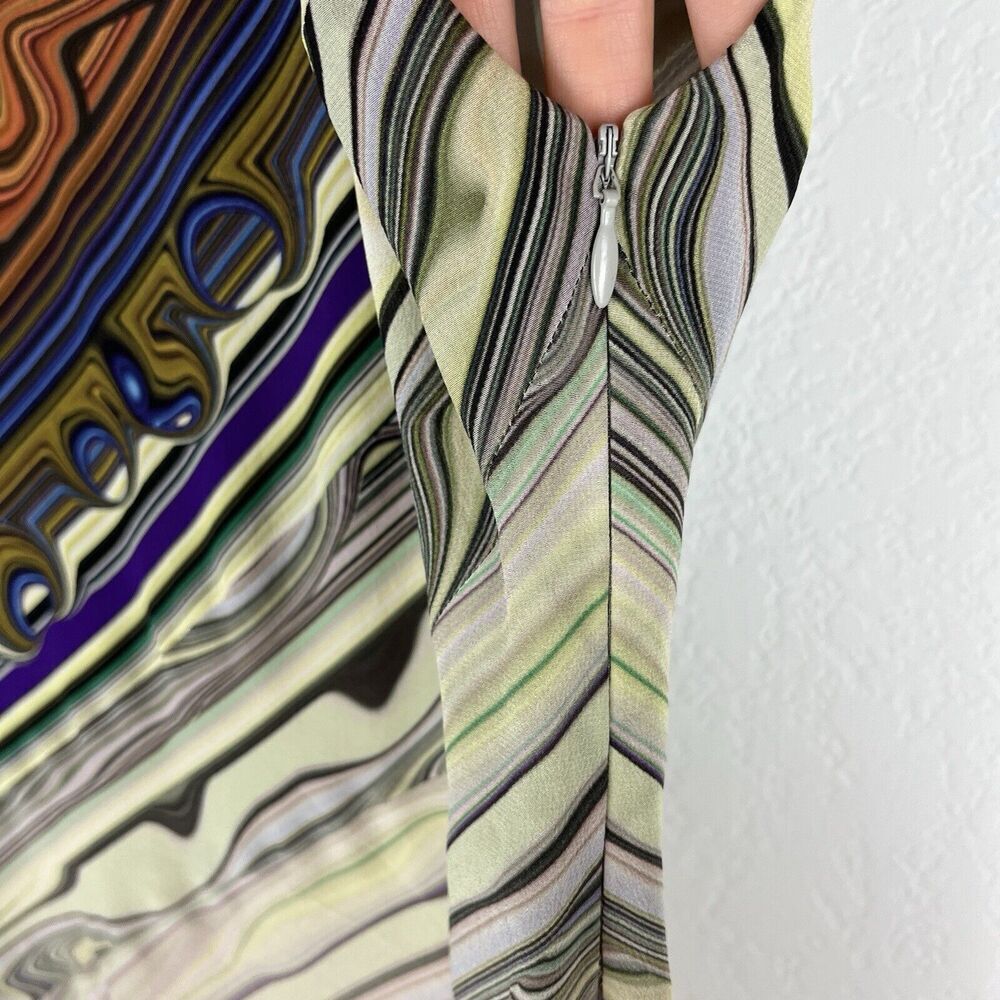 ESCADA silk Peacock Fantasy Dress Midi Elegant 40 - Picture 3 of 4